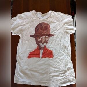 Ninety White Shirt with Red and Brown Graphic